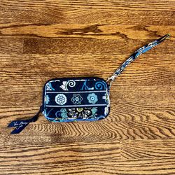 Vera Bradley Mod Floral Blue Zipper Wristlet with strap 