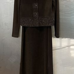 Positive Attitude Women’s Vintage 2pc Black Dress/Gown w/Button Up Jacket Sz 8
