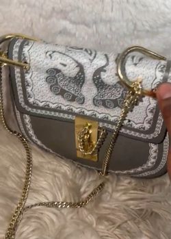 Gray Bandana Print Chain Crossbody Bag