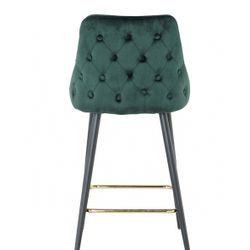 luxury modern green velvet upholstered high bar chair with gold legs, set of 2