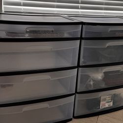 STERILITE 4 DRAWER WIDE STORAGE- BLACK & CLEAR Length 28 Height 71 Width 13.5
