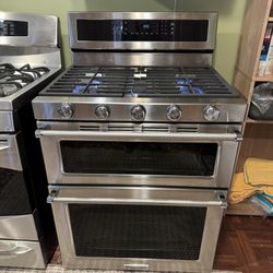 Estufa KitchenAid Stainless Steel Doble Horno 5 Quemadores 