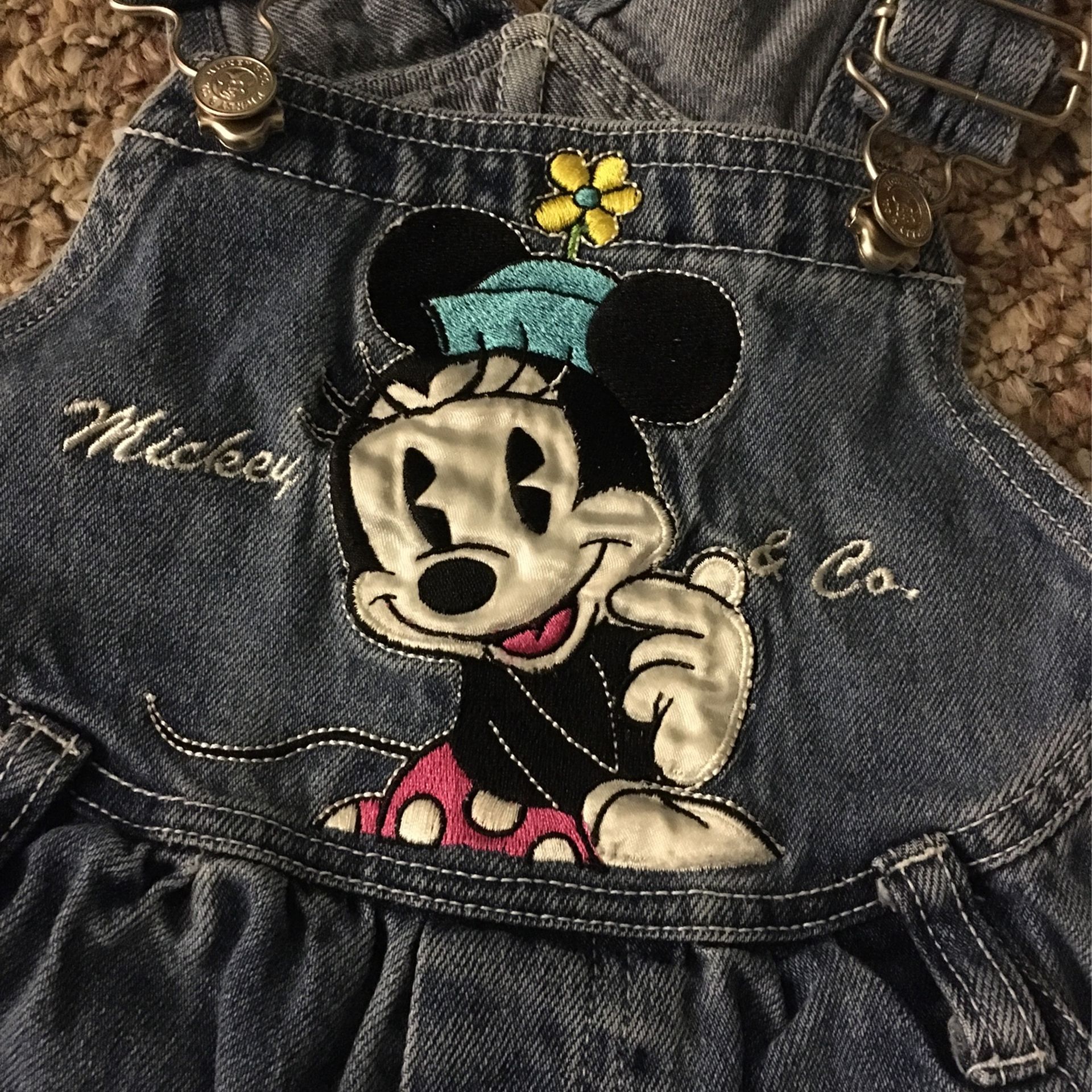 Girls Size 4T Mickey Mouse Blue Jean Romper
