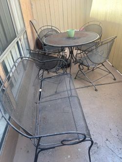 Wrought Iron Patio Set with Bench