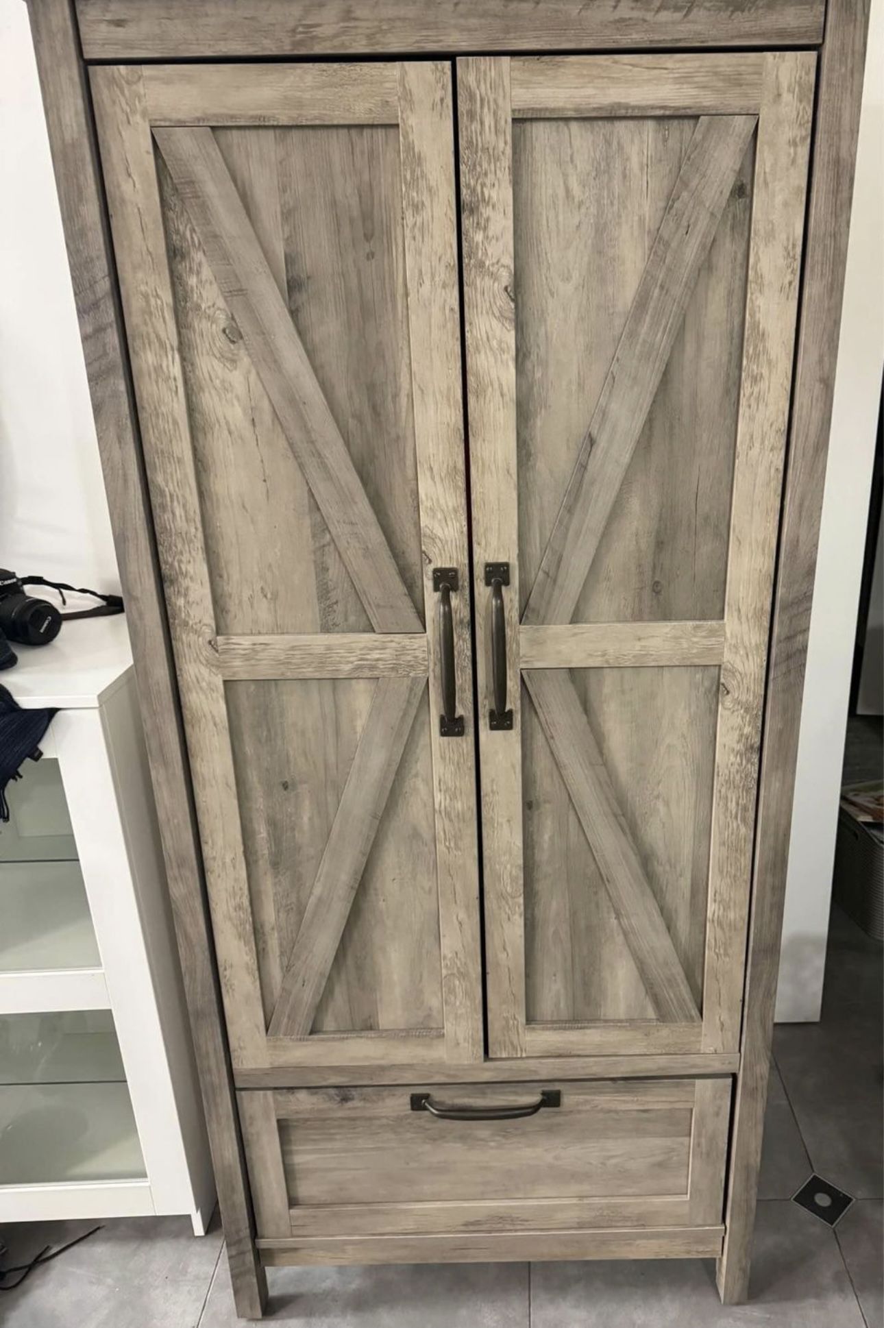 Gray Wood Armoire Closet