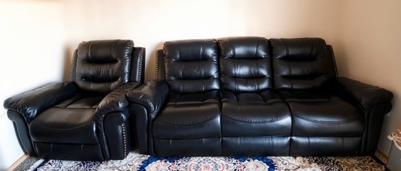 Black Reclining Living Room Set, Excellent Condition