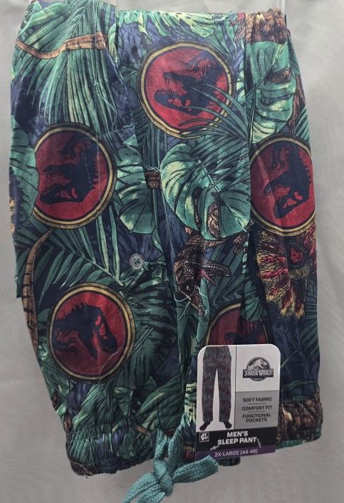 Jurassic World Mens Sleep Pants 2XL 44-46 Soft Fabric Comfort Fit Pockets New