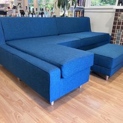 Custom Made Mid Century Inspired Sofa Couch With Ottoman New