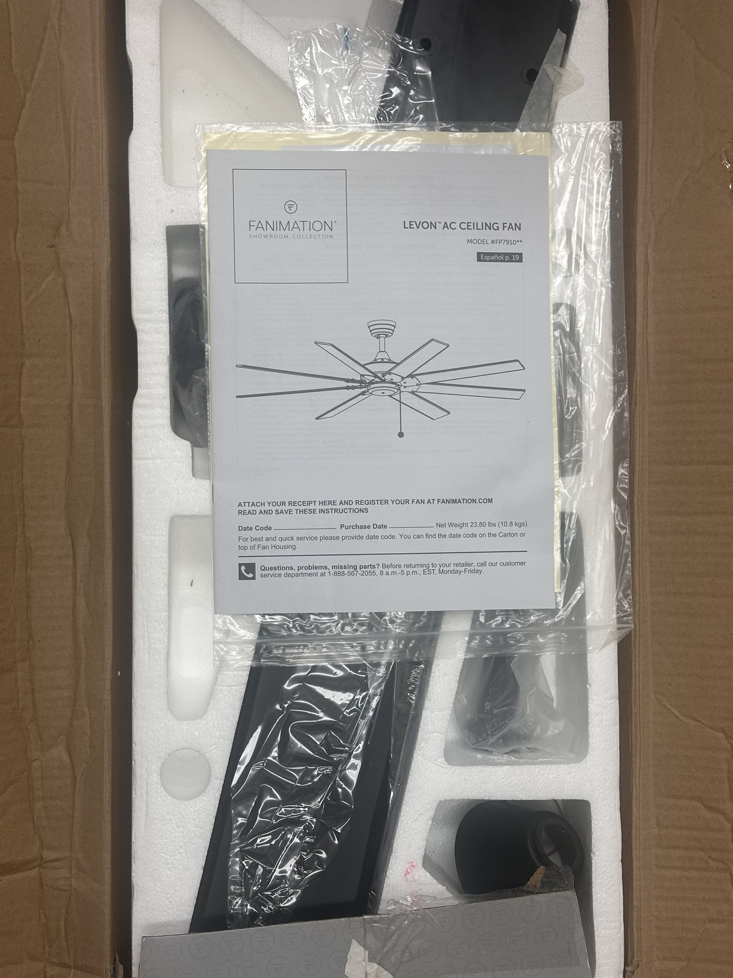 Fanimation Levon AC 63” Ceiling Fan - New Open Box