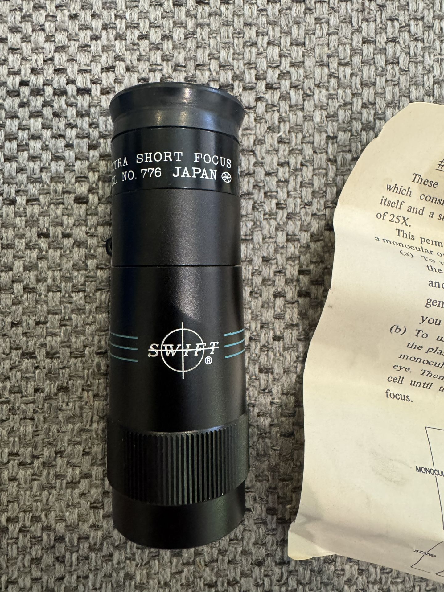 Swift Model 776 Optical Swift Japan Monocular 8x 20m/m 1000 yd w/ Extra short Focus ...