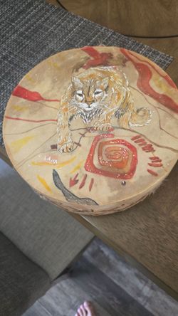 Two vintage Native American medican man drums