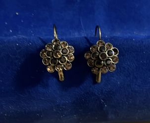 Brown Crystal Flower Earrings