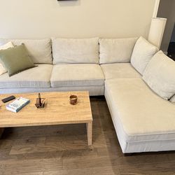 Living Spaces Sectional In Beige, Like New