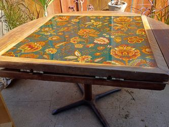 Table tops only square converted to round custom with fabric glass top four table tops very heavy