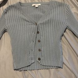 Blue long sleeve cardigan. Size medium.