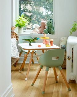 Lalo Play Kit (Play Table/Play Chair Set) - Coconut table w/ Green Chairs