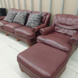 Leather Sofa Chair And Ottoman