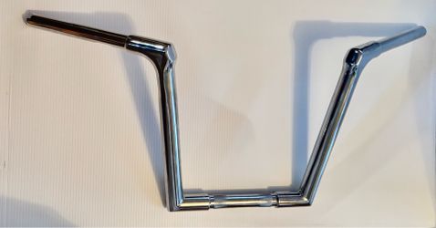 HTTMT- 10'' Rise Chrome Chizeled Z-Bar Ape Hanger Handlebars (Clamp Area Diameter:1") Compatible With Harley 96-14 Road Glide Softail Road King
