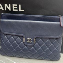 Chanel Navy Clutch Handbag 