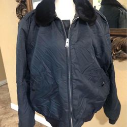 vintage Timber King Mens Dark Blue bomber jacket - fits like a large 