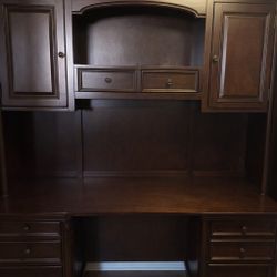 Wooden Bookshelves And Desk