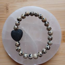 NEW 🖤 Dalmatian Jasper Stone 🖤 Lava 🖤 OSXL Bracelet 📿