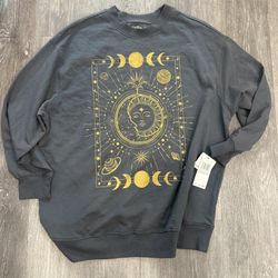 🌙 NWT Rebellious One Celestial Print Sweatshirt - Size 1X 🌟