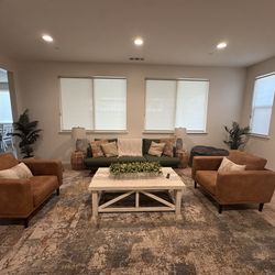 Modern Green Couch and Chairs