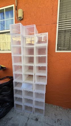 Clear Plastic Stackable Shoe Storage Boxes