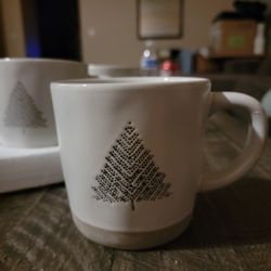 Hearth & Hand Magnolia Stoneware Coffee Mug w/Christmas Tree Design 