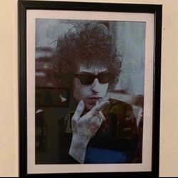 Bob Dylan custom art piece on black frame
