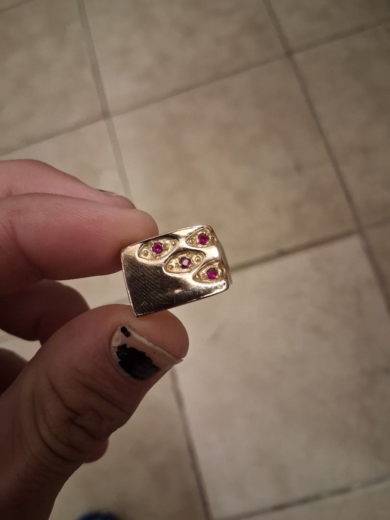 Vintage Gold Filled Geniune Ruby Ring Men's Size 11.5/12