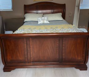 Beautiful sleigh queen bed frame, solid wood