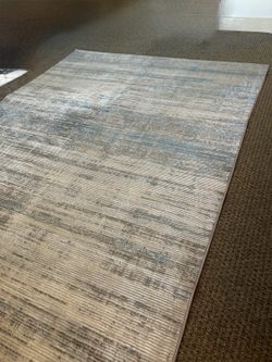 Surya Lustro Area Rug – 6’7" x 9’ – Gray/Taupe with Soft Blue Accents