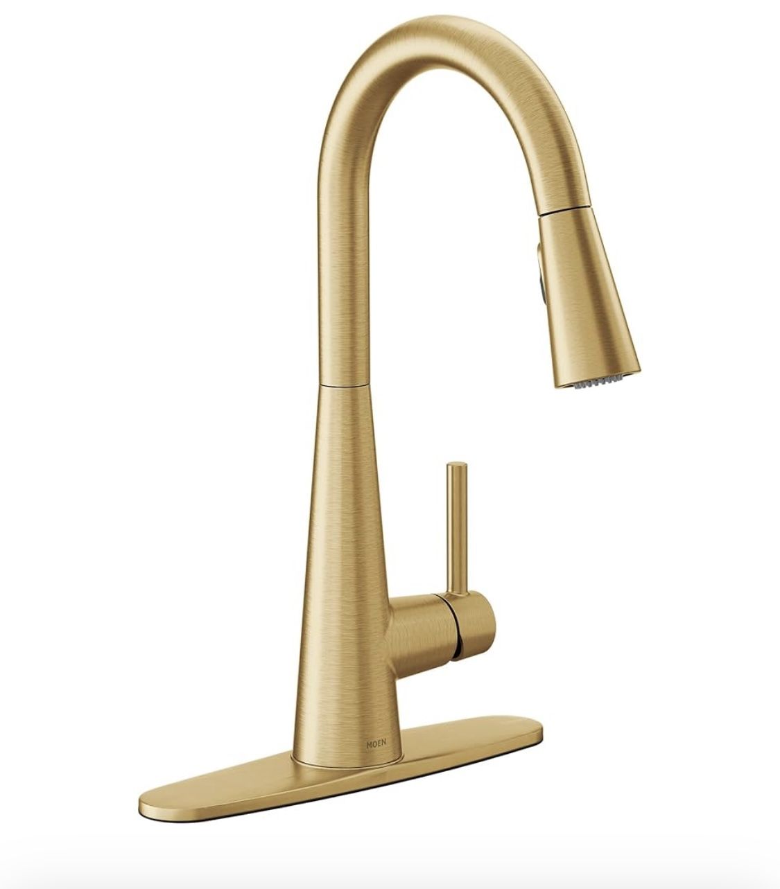 Moen Sleek Brushed Gold One-Handle, Single-Hole Pulldown Kitchen Faucet with PowerBoost Technology for Faster Water Flow