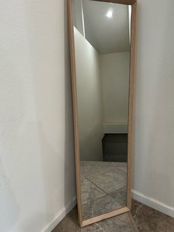 Full-Length Floor Mirror with Wood Frame