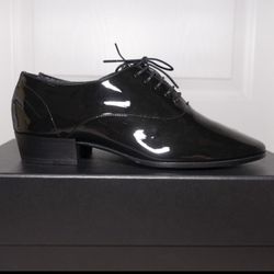 SAINT LAURENT YSL MARIUS OXFORD PATENT LEATHER BLACK DRESS SHOES