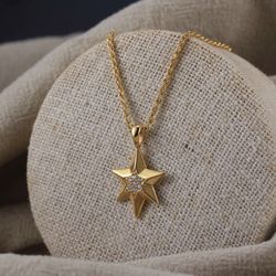 18k Gold Rope Chain Star Pendant Lengths 22-24 