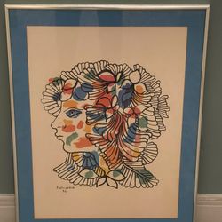 Original Watercolor by Rene PORTOCARRERO - Cuban Artist Born 1912-Died 1985 - posted price is firm.