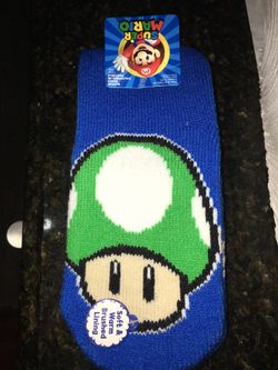 NEW! Super Mario green shroom slipper non slip socks!