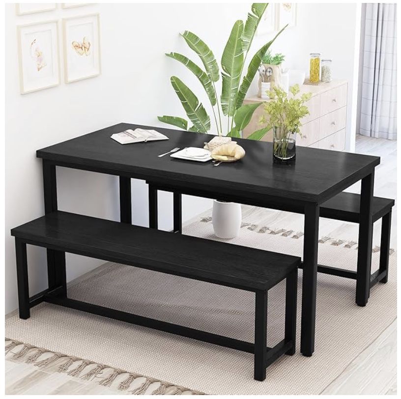 Dining Table Set for 4 Kitchen Table Set with 2 Dining Benches