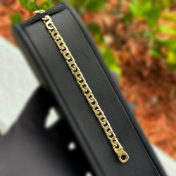 Jewelry 14k solid yellow gold Flat Mariner link bracelet necklace 6.00” 6.20mm