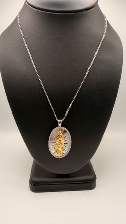 Silver Virgin Mary Pendant Necklace
