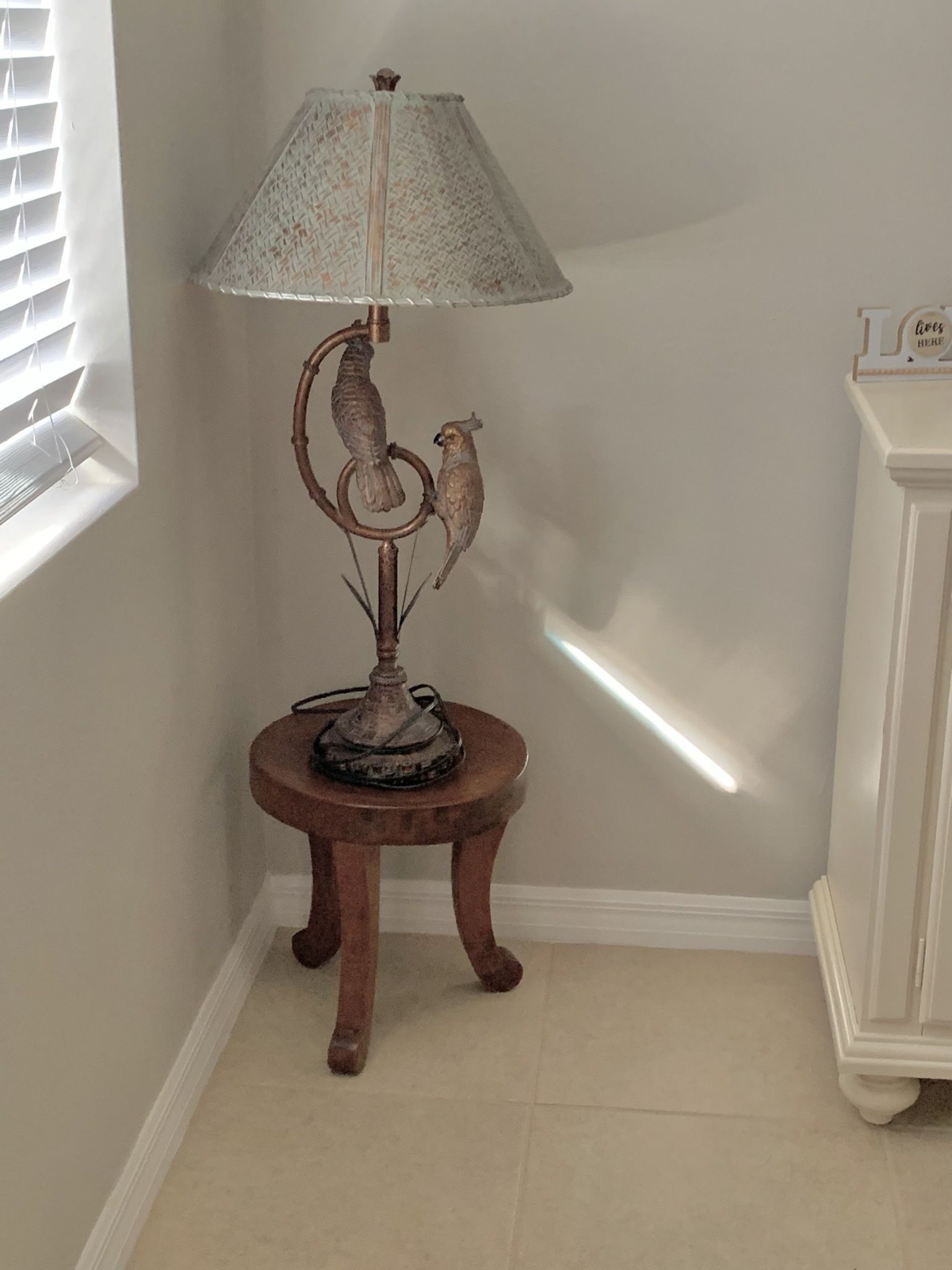 Vintage Faux Bamboo Parrot Table Lamps **Rare**