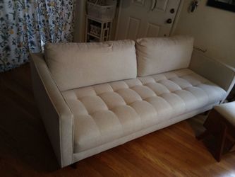 Light Beige/ Off white Tufted Fabric Sofa