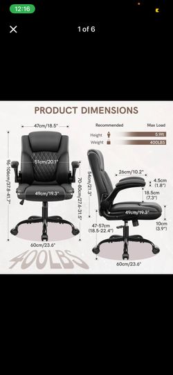 COOLHUT Leather Office Chair, Big and Tall Office Chair 400LBS Wide Seat Ergonomic Computer Desk Chair High Back Executive Leather Chair Adjustable Ta