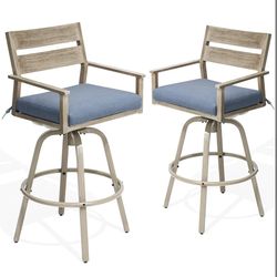 Set Of 2 Aliminum Outdoor Swivel Bar Stools