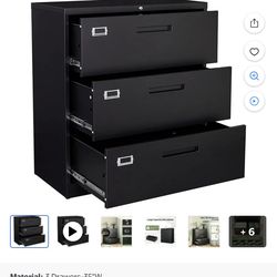 STANI Lateral File Cabinet with Lock, 3 Drawer Metal Lockable Filing