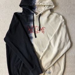 Welcome Skateboards Men's Medium White & Black Dip Dyed Bone Skater Hoodie.