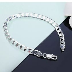 Solid .925 Sterling Silver Cuban Link Bracelet  8mm [8" long] High Quality 